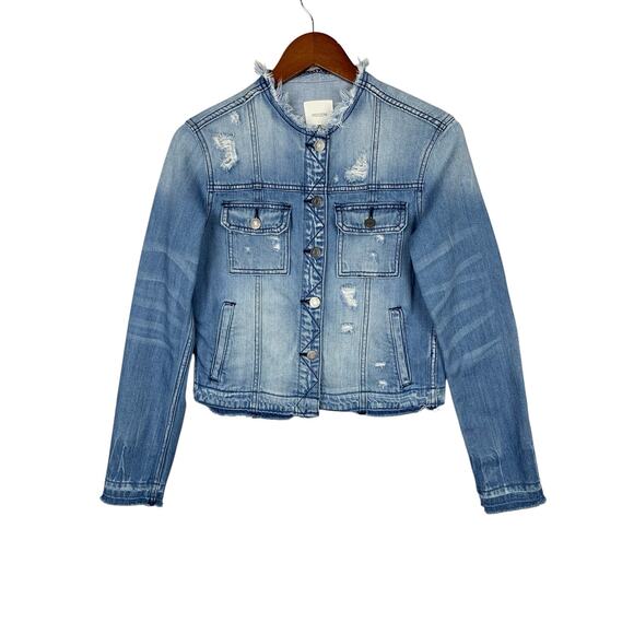 Hidden Jeans Jackets & Blazers - Hidden Jeans Zeppelin Destroyed Distressed Denim Trucker Jacket Blue Women's S